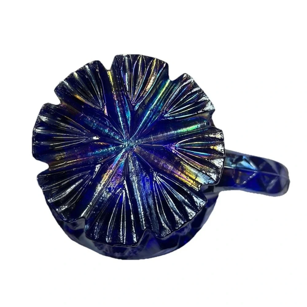 Imperial Carnival Glass Sugar Bowl Creamer Set Cobalt Blue #526 Iridescent Nucuf